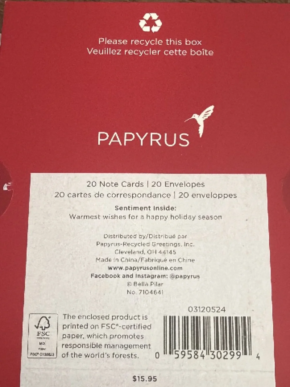 Pack of 20 papyrus gingerbread and cocoa holiday note cards